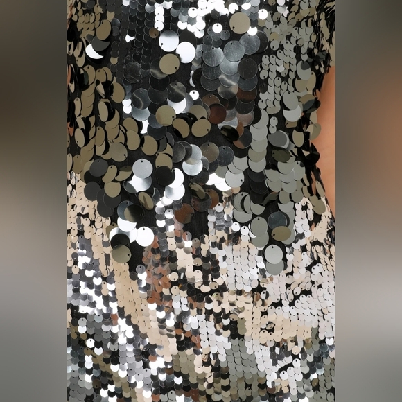 Lulus Disco Aura Silver and Grey Paillette Sequin Bodycon Mini Dress XS Party - Picture 5 of 9